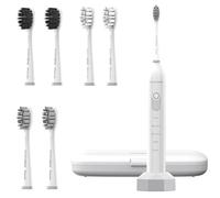 BarberBoss Spazzolino da denti sonico ricaricabile per adulti, 5 modalità di pulizia, spazzolino elettrico, sensore di pressione, 6 testine, batteria da 60 giorni, timer intelligente