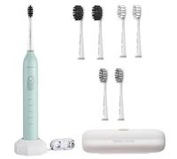 BarberBoss Spazzolino elettrico ricaricabile con 3 impostazioni angolari, 6 testine, pulizia senza pressione, batteria lunga, timer intelligente, adatto ai viaggi (verde menta)