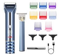 Barberboss Tagliacapelli e barba, Turbo per uomo, rifinitore LED senza fili, lama regolabile, ricarica rapida tramite USB e set di pettini a 8 lunghezze, kit per cura della barba da uomo
