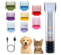 BarberBoss Tagliacapelli per cani e gatti, senza fili, con kit per unghie, per cani e gatti, con 8 pettini guida, display a LED, tagliacapelli a lama in ceramica a 2 velocità, ricaricabile tramite USB