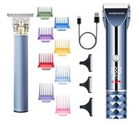Barberboss tagliacapelli professionale uomo, regolabarba e tagliacapelli senza fili con display a LED, lama in titanio-ceramica e 8 pettini guida colorati, kit per cura della barba ricaricabile USB