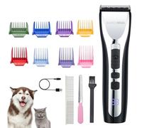 BarberBoss Tagliacapelli senza fili per cani e gatti, a basso rumore, per peli spessi e opachi, con display a LED, velocità regolabili e pettini guida, toelettatore professionale per cani