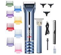 Barberboss Tagliacapelli, set tagliacapelli e barba da uomo, tagliacapelli con lama a T in ceramica e titanio, display a LED, pettini a 8 colori, senza fili, ricarica USB, QR-2681