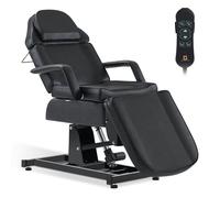 Barberpub Lettino Cosmetico Elettrico, Pieghevole e Regolabile in Altezza, per Massaggi e Tatuaggi Con 3 Motori, per Salone SPA 0751 (Nero/Similpelle)