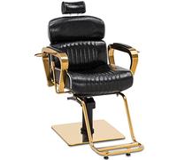 Barberpub Sedia da parrucchiere con poggiatesta, sedia da parrucchiere regolabile in altezza, per uomo e donna, stile vintage retrò, in ecopelle, 3078 (nero/oro)