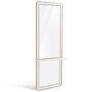 BarberPub Specchio da parete con illuminazione, livello completo del corpo con telaio in alluminio, specchio grande con interruttore a touch, 3 colori chiari Dimmabile, 17x65x177cm, J6271 (Bianco-oro)