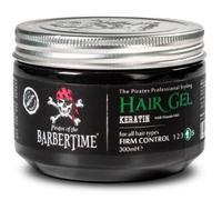 BARBERTIME Gel per capelli con cheratina, 300 ml, tenuta forte e profumo fresco, cura dei capelli con cheratina, vitamina A ed E, gel styling a base d'acqua, per uomini e donne, lucentezza e