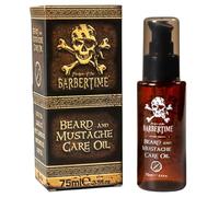 Barbertime Olio per barba e baffi, 75 ml, per la cura della barba con olio di argan, jojoba, mandorle, oliva e girasole, barba morbida e liscia senza prurito, fragranza maschile fresca (75 ml