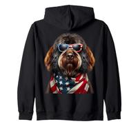 Barbet Dog 4 luglio American Independence Day Proprietario USA Felpa con Cappuccio