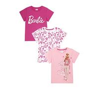 Barbie 3 magliette per ragazze, a maniche corte, confezione da 3 pezzi, top estivo da 3 a 10 anni, Multi, 8-9 Anni