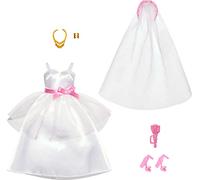 Barbie Abbigliamento, confezione da sposa per il giorno del matrimonio, 1 abito con accessori per un look completo