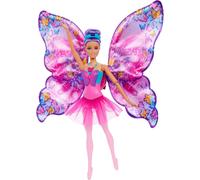 Barbie Ali Scintillanti Bambola con Capelli Viola, Trasformazione 2 in 1