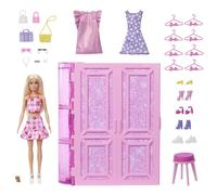 Barbie Armadio Dei Sogni Di Playset Giocattolo Con Bambola Alla Moda, Vestiti E Accessori, Larghezza Di 91 Cm Con Oltre 25 Pezzi