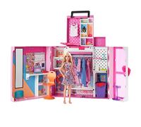 Barbie Fashionistas Armadio dei Sogni Playset con bambola bionda, largo più di 60 cm, 15+ aree per riporre gli accessori, specchio, scivolo per biancheria, accessori, Giocattolo per Bambini 3+ Anni
