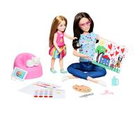 Barbie - Arteterapia, playset con bambola terapeuta, mini bambola e un cucciolo, include 10 accessori a tema artistico e tanti adesivi, giocattolo per bambini, 3+ anni, HRG48