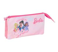 BARBIE - Astuccio triplo, astuccio per bambini, ideale per bambini in età scolastica, comodo e versatile, qualità e resistenza, 22 x 3 x 12 cm