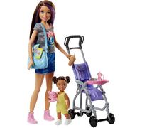 Barbie Babysitter Bebè e Passeggino Playset con Bambola Skipper e Accessori, Giocattolo per Bambini 3 + Anni, Multicolore, FJB00