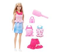 Barbie Bambola FACILE DA VESTIRE con abiti a clip facili da indossare, bambole alla moda con capelli biondi da pettinare, JMH18