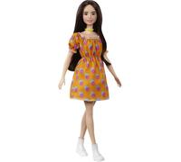 Barbie Bambola Fashionista con Capelli Neri, Vestitino e Accessori,Giocattolo per Bambini 3+Anni,GRB52