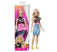 Barbie - Bambola Fshionistas bionda curvy con vestito con stampa "Girl Power" e accessori, giocattolo per bambini, 3+ anni, HPF78