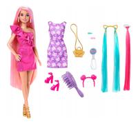 Barbie Doll, Fun & Fancy Hair with Extra-Long Colorful Blonde Hair and Glossy Pi