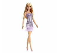 Barbie® Doll, Kids Toys, Blonde Hair, Lavender Metallic Mini Dress, Trendy Cloth
