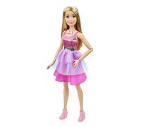 Barbie - Bambola grande, alta 71 cm, con capelli biondi, con abito rosa scintill
