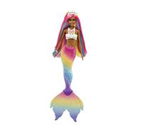 Barbie Bambola Sirena Cambia Colore con Capelli Arcobaleno, Afroamerica,Giocattolo per Bambini 3+Anni,GTF90