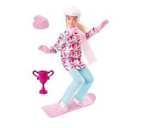 Barbie Bambola Snowboarder, Alta 30+ cm, bionda e con Giacca e Pantaloni da Sport Invernali, Tanti Accessori tra Cui Sciarpa, Casco, Snowboard e Trofeo, Giocattolo per Bambini, 3+ Anni, HCN32
