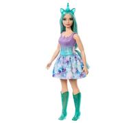 Barbie - Bambola Unicorno, con coloratissimi Capelli Fantasia, Outfit sfumato e