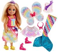 Barbie - Bambolina con 3 Look da Principessa, Fatina e Sirena, Multicolore, Fjd00