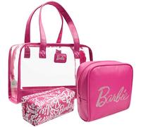 Barbie Beauty Case da Viaggio Set di 3, Astucci con Zip e Borsa Cosmetica