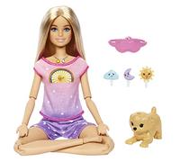 Barbie - Benessere e MeditazioneBambola bionda, luce e musica per la meditazione, mascherina per gli occhi, cagnolino e 3 emoticon da collegare, Giocattolo per Bambini 3+ Anni, HHX64