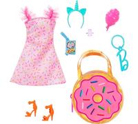 Barbie Borsa moda ciambella rosa premium, abito rosa, tacchi arancioni e accessori
