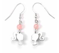Barbie boucles d´oreilles Drop Silhouette & Rose Quartz (argent sterling)