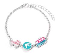 Barbie™ Braccialetto con ciondoli con tre ciondoli smaltati divertenti: silhouette, skateboard e camper, Misura unica, Zinco