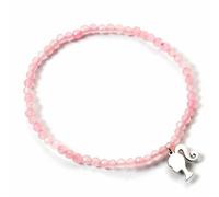 Barbie Braccialetto in argento Sterling con perline in quarzo rosa, Misura unica
