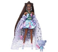 Barbie - Extra Fancy Bambola con abito decorato con stampa di orsetti e strascico velato, orsacchiotto, capelli lunghissimi e accessori, snodata, Giocattolo e regalo per Bambini 3+ Anni, HHN13