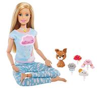 Barbie Breathe with Me Meditation Doll, Blonde, with 5 Lights & Guided Meditation Exercises, Puppy and 4 Emoji Accessories, Gift for Kids 3 to 8 Years Old
