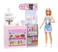 Barbie - Caffetteria, playset con bambola barista bionda e 12+ accessori a tema inclusi, tra cui macchina per caffè e frullati, tazze e cibo, giocattolo per bambini, 3+ anni, HXN94