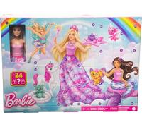 Barbie - Calendario dell'Avvento Dreamtopia, 24 Sorprese tra Cui Una Bambola, Abiti da Sirena e Accessori da Favola, Personaggi Unicorno e Drago, Giocattolo per Bambini, 3+ Anni, HVK26