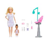 Barbie – Set Dentista Carriere JMK14 – bambola bionda con camice, mini bambola, poltrona – 3+
