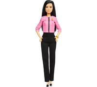 Barbie Careers Doll & Accessori, futuro leader con capelli neri, vestito con 2 braccialetti dorati e spilla "B", adesivo per bambini incluso
