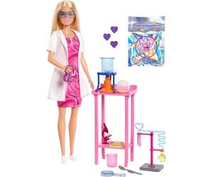 Barbie Careers Scienziata Bambola e accessori | Bambola bionda, tavolo da laboratorio, microscopio e becher cambia colore, 3+ anni, JCR70
