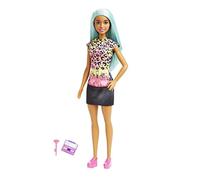 Barbie Carriere - Carriera Make-up, bambola dai capelli blu, top colorato a stam