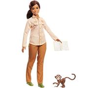 Barbie Carriere Conservatrice di Biodiversità, Bambola Bionda con Scimmietta e Accessori, Ispirata a National Geographic, Giocattolo per Bambini 3 + Anni, GDM48