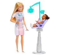Barbie Dentist Doll with Blonde Fashion Doll with Blue Dress and Lab Coat, 1 Kid