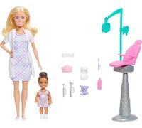 Barbie Carriere - Dentista, Set con Bambola bionda Che Indossa Il Camice Bianco, Mini Bambola Bambina, Poltrona per Le Visite e Accessori a Tema Inclusi, 3+ Anni, JMK14