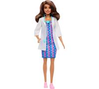 Barbie Carriere - Dottoressa, bambola dai capelli castani con camice bianco, abi