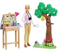 Barbie Carriere Entomologa, Bambola Bionda con Playset e 20 Accessori, Ispirata da National Geographic, Giocattolo per Bambini 3 + Anni, GDM49